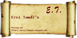 Erni Tamás névjegykártya